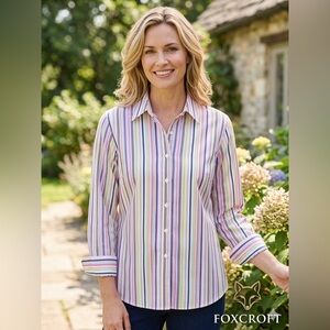 Foxcroft Multicolor Striped Button-Down Shirt